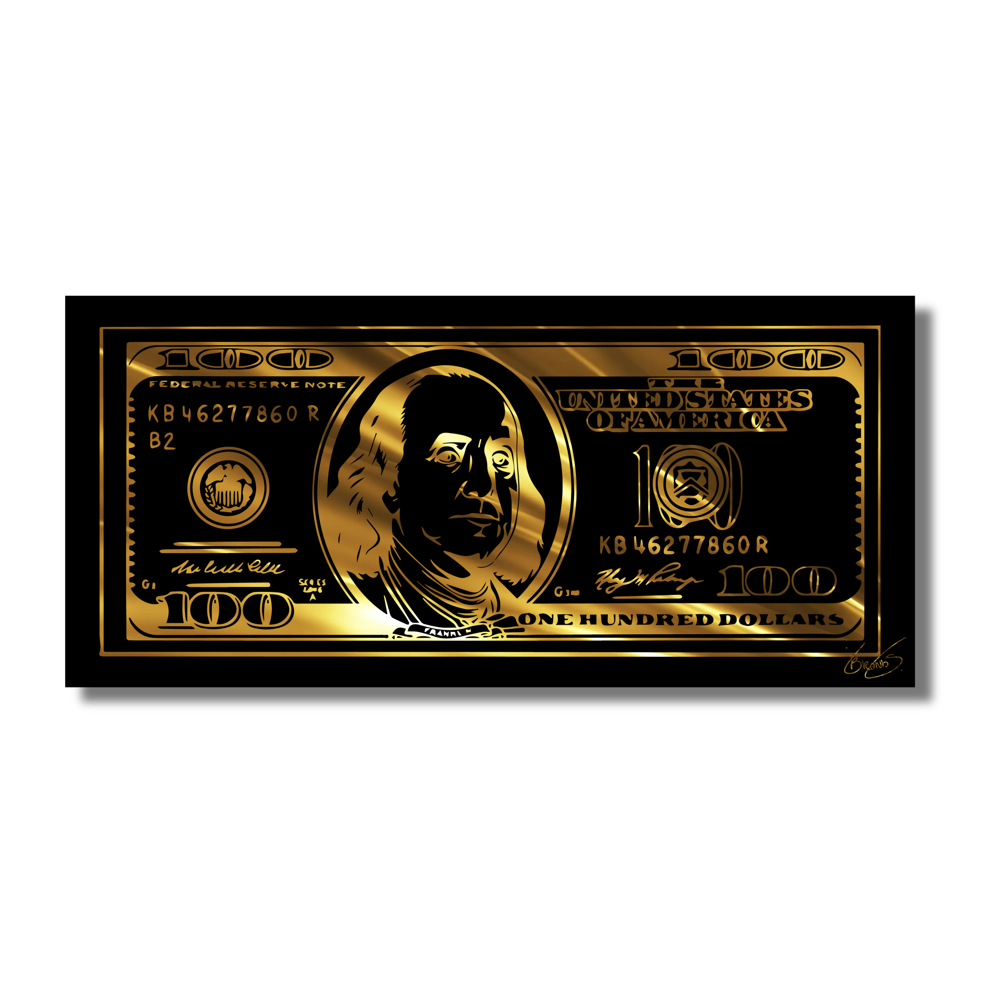 100 Dollar Gold Acrylglas