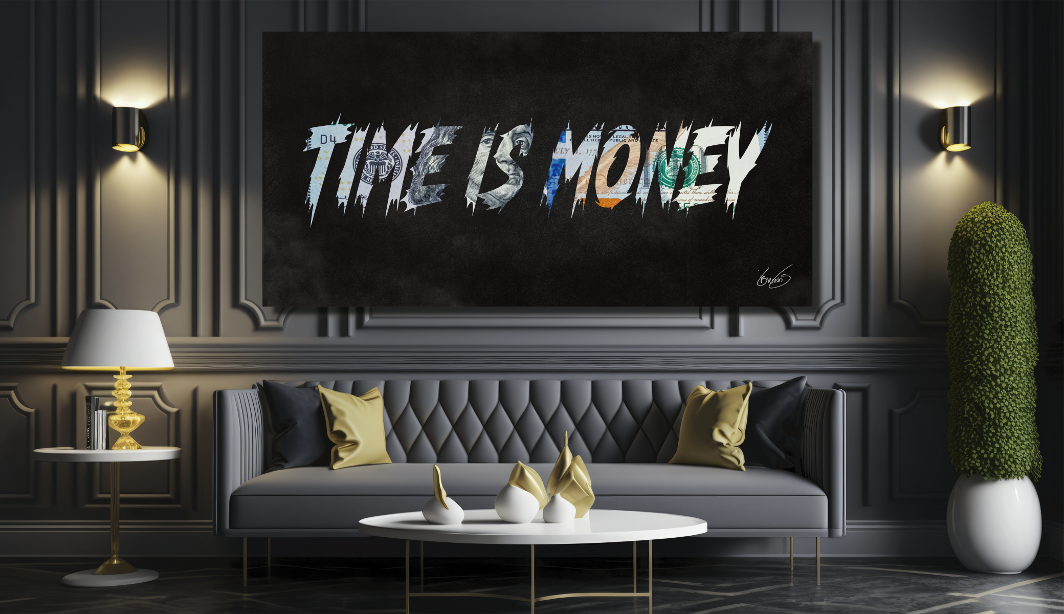 Dollar Time Is Money Canvas