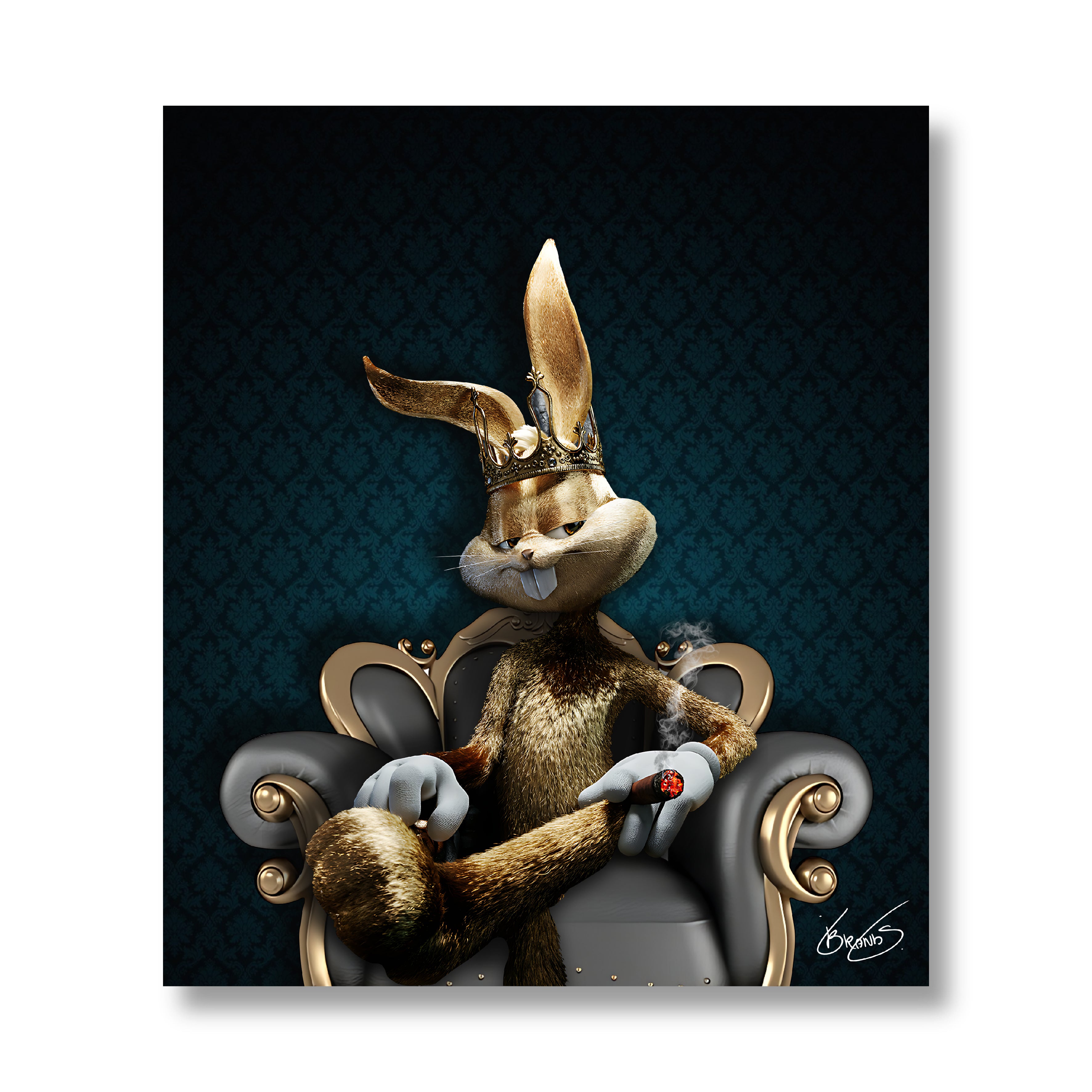 Bunny King Dark Wall Art