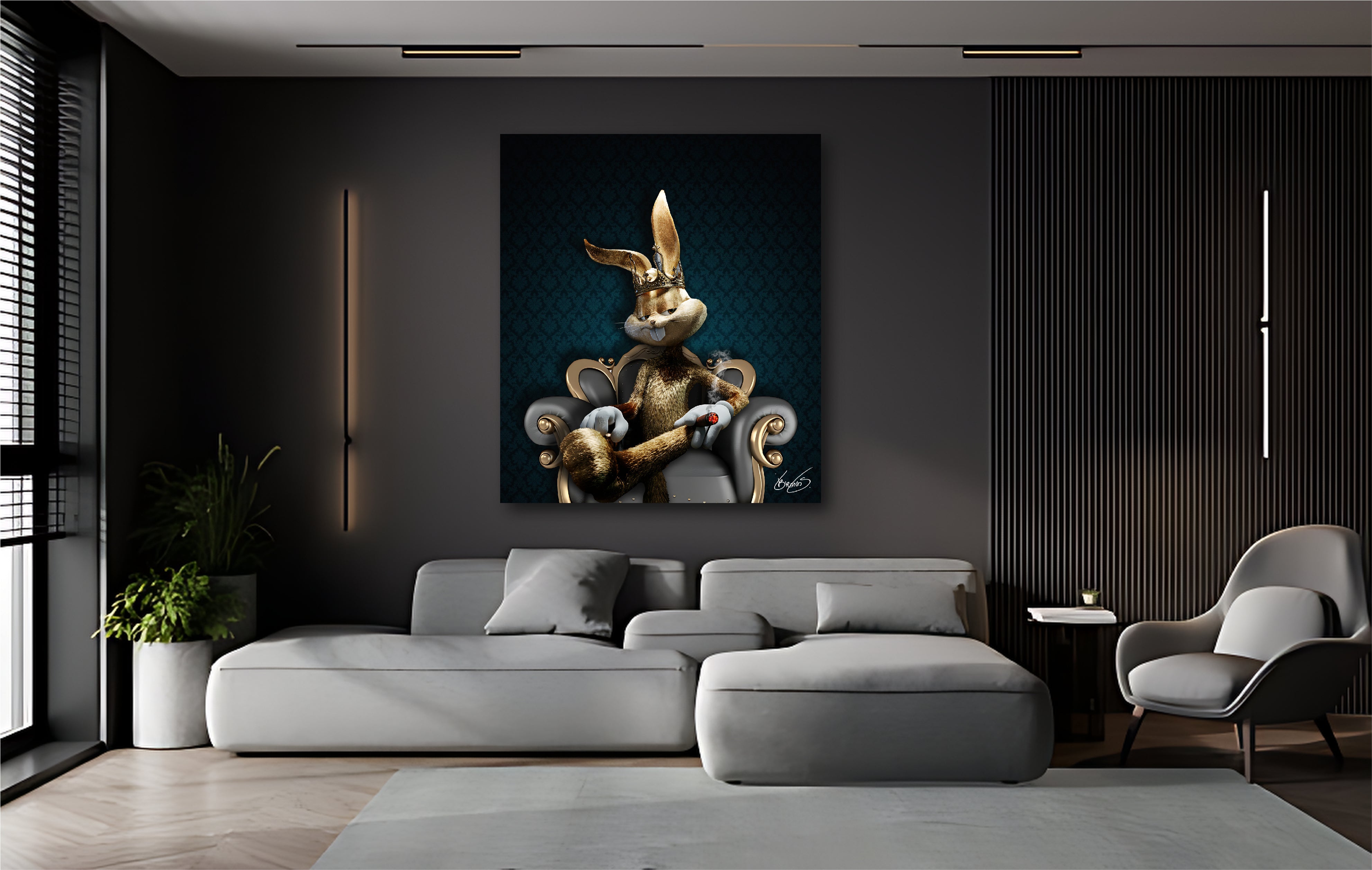 Bunny King Dark Wall Art