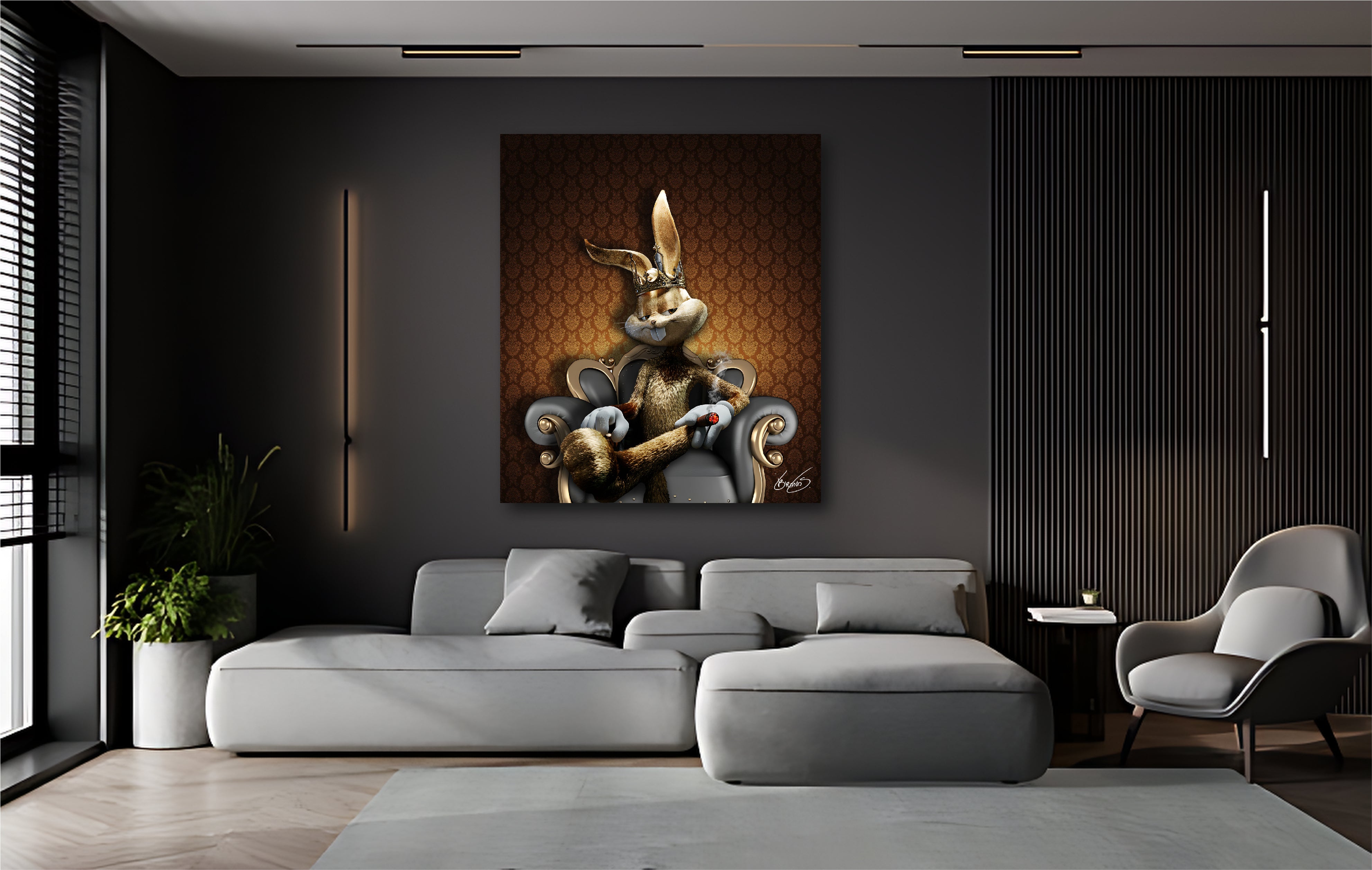 Bunny King Light Wall Art