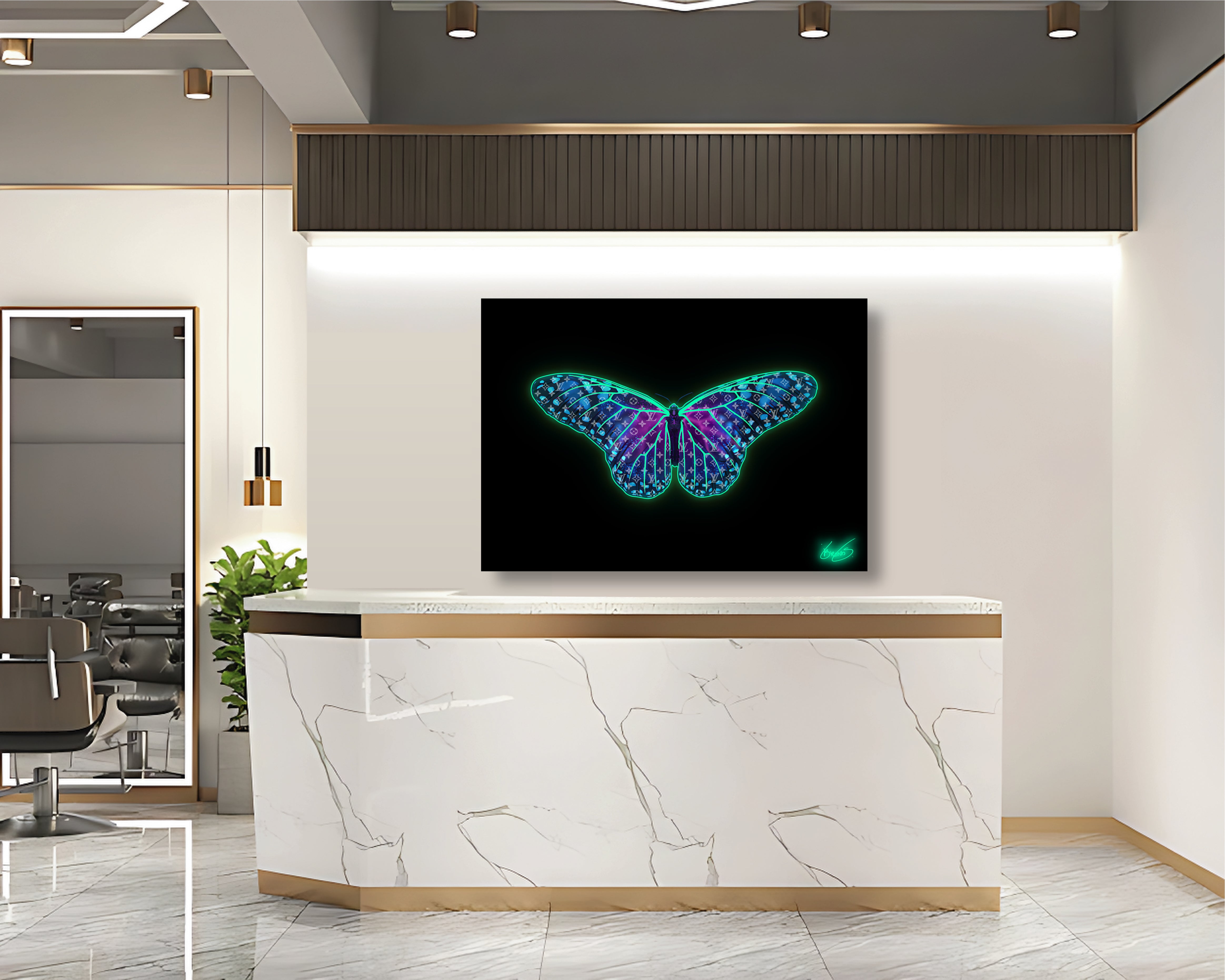 Butterfly Designer Mint Acrylglas