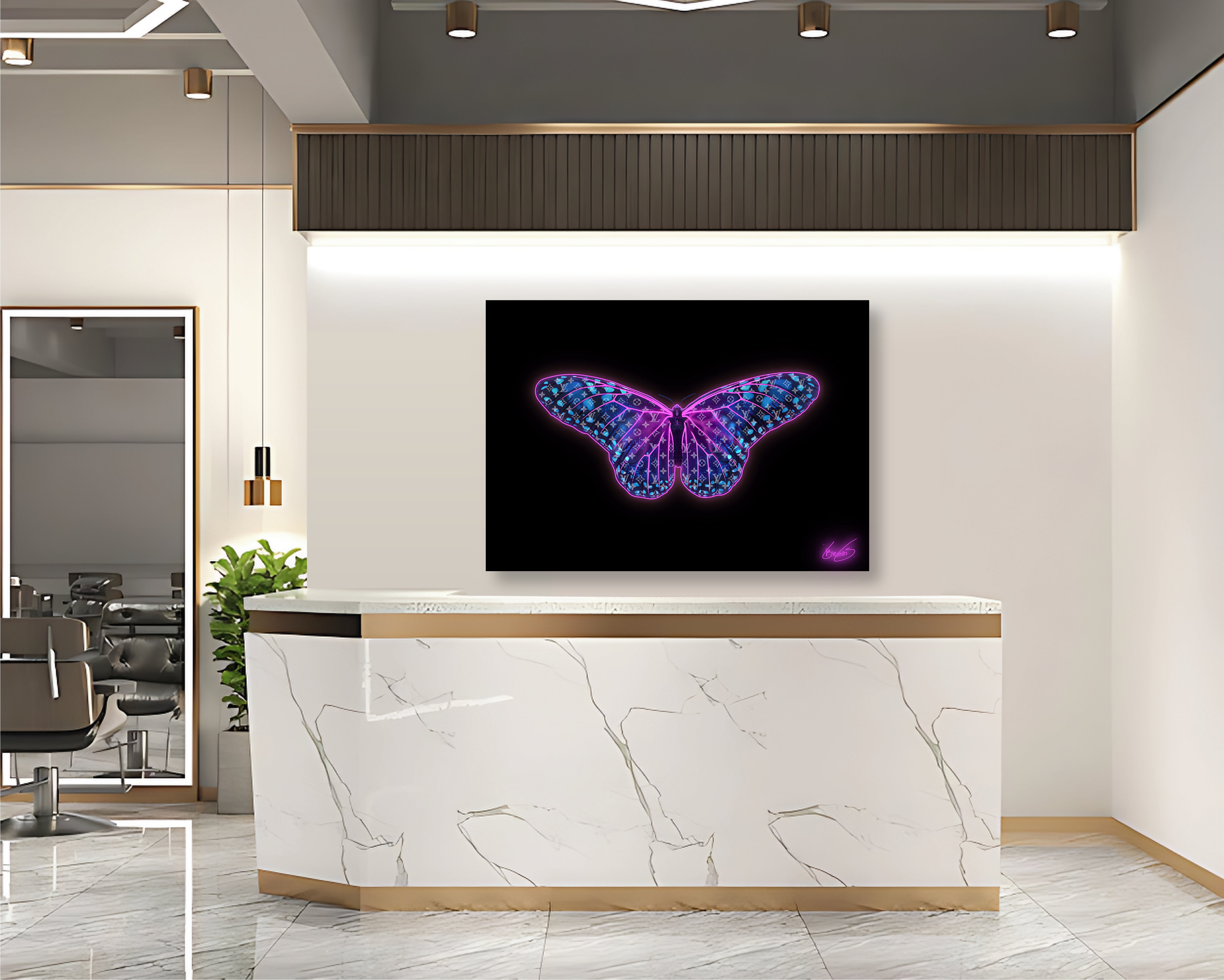 Butterfly Designer Pink Acrylglas